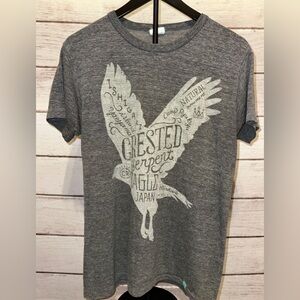 Graphic Grey T-Shirt with Crested Serpent Eagle Design M/L